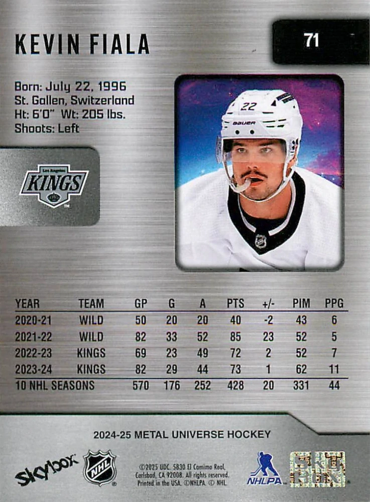 2024-25 UD Skybox Metal Universe - Kevin Fiala #71