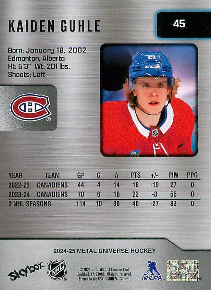 2024-25 UD Skybox Metal Universe - Kaiden Guhle #45
