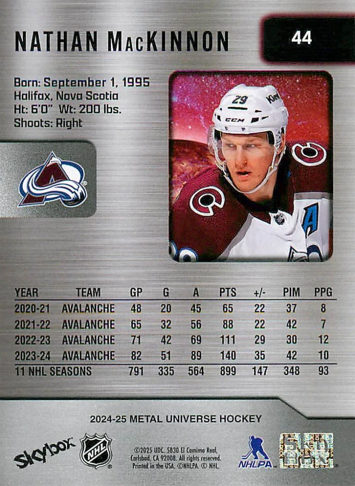 2024-25 UD Skybox Metal Universe - Nathan MacKinnon #44