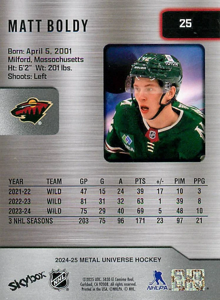 2024-25 UD Skybox Metal Universe - Matt Boldy #25