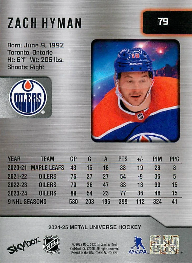 2024-25 UD Skybox Metal Universe - Zach Hyman #79
