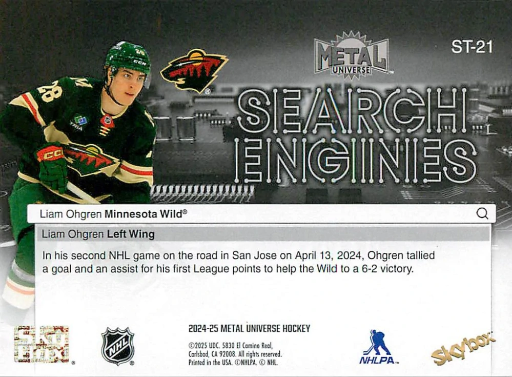 2024-25 UD Skybox Metal Universe - Liam Ohgren - Search Engines #ST-21