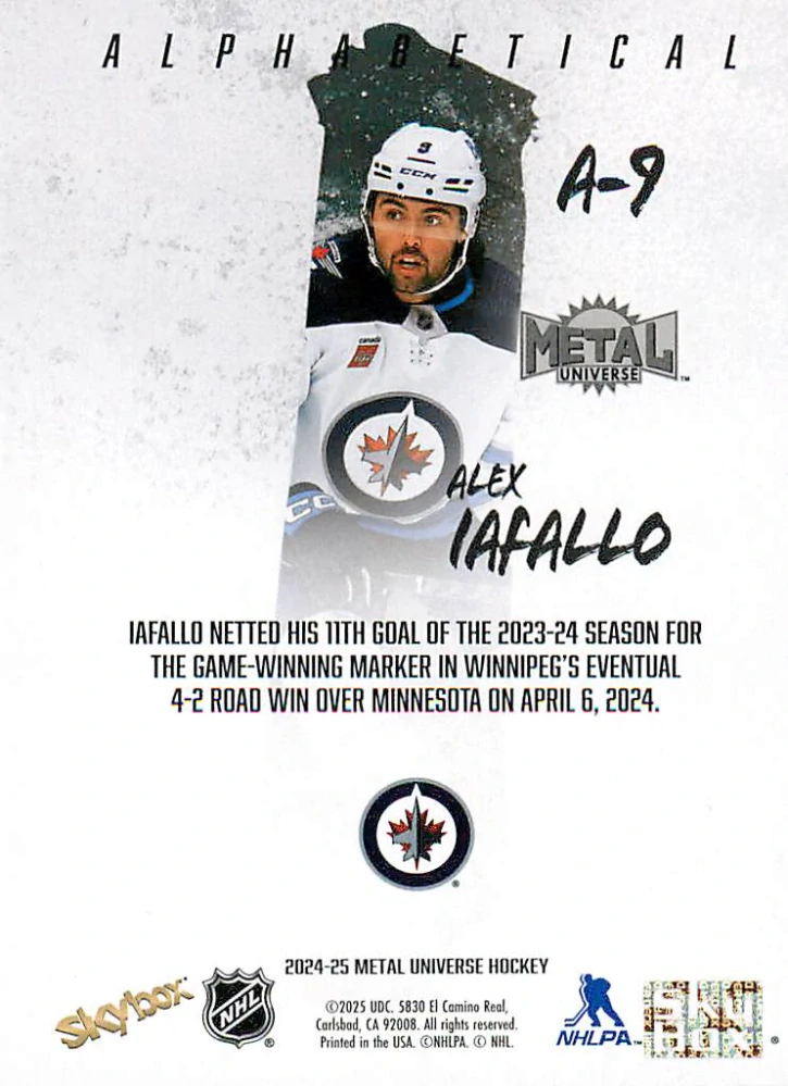 2024-25 UD Skybox Metal Universe - Alex Iafallo - Alphabetical #A-9