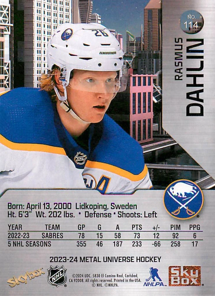 2023-24 UD Skybox Metal Universe - Rasmus Dahlin #114