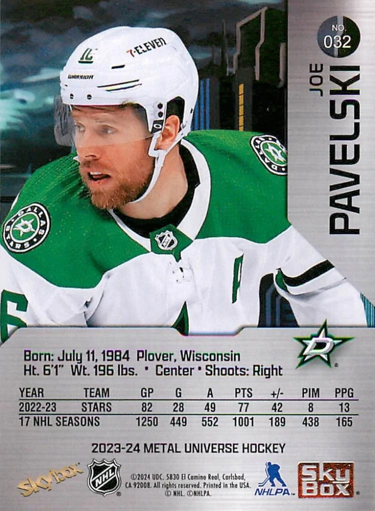 2023-24 UD Skybox Metal Universe - Joe Pavelski #032