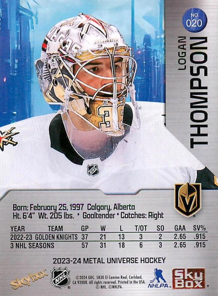2023-24 UD Skybox Metal Universe - Logan Thompson #020