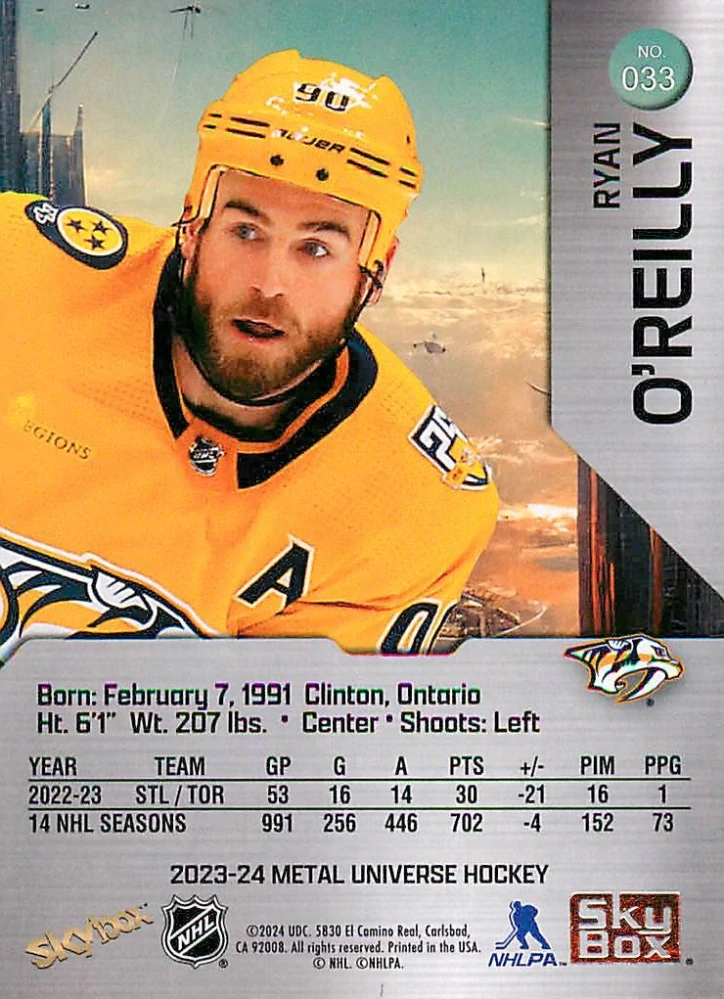 2023-24 UD Skybox Metal Universe - Ryan O'Reilly #033