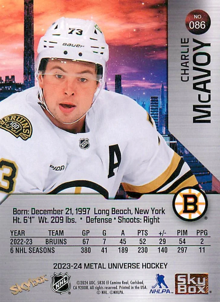 2023-24 UD Skybox Metal Universe - Charlie McAvoy #086