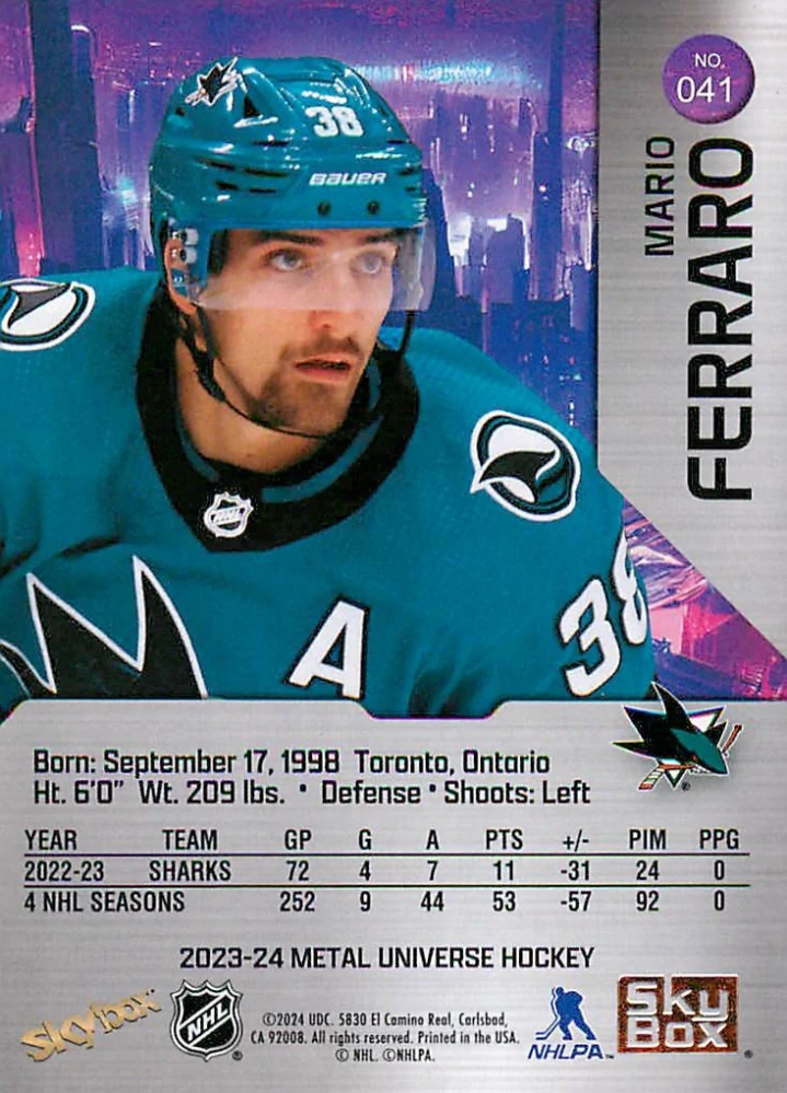 2023-24 UD Skybox Metal Universe - Mario Ferraro #041