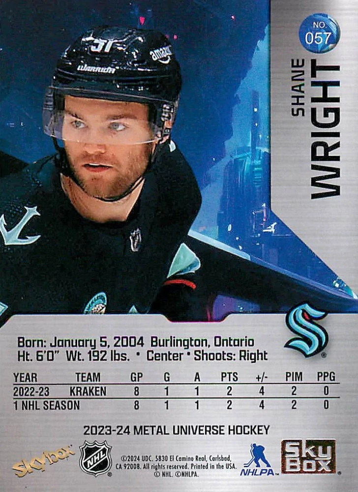 2023-24 UD Skybox Metal Universe - Shane Wright #057