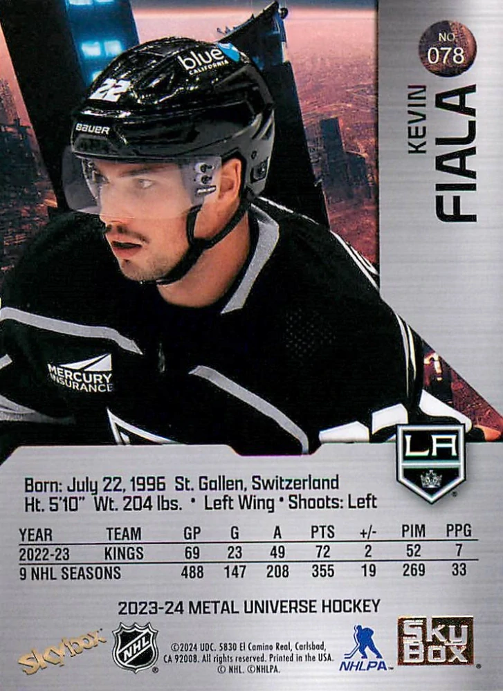 2023-24 UD Skybox Metal Universe - Kevin Fiala #078