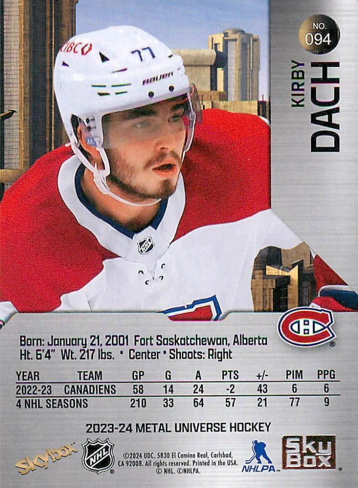 2023-24 UD Skybox Metal Universe - Kirby Dach #094