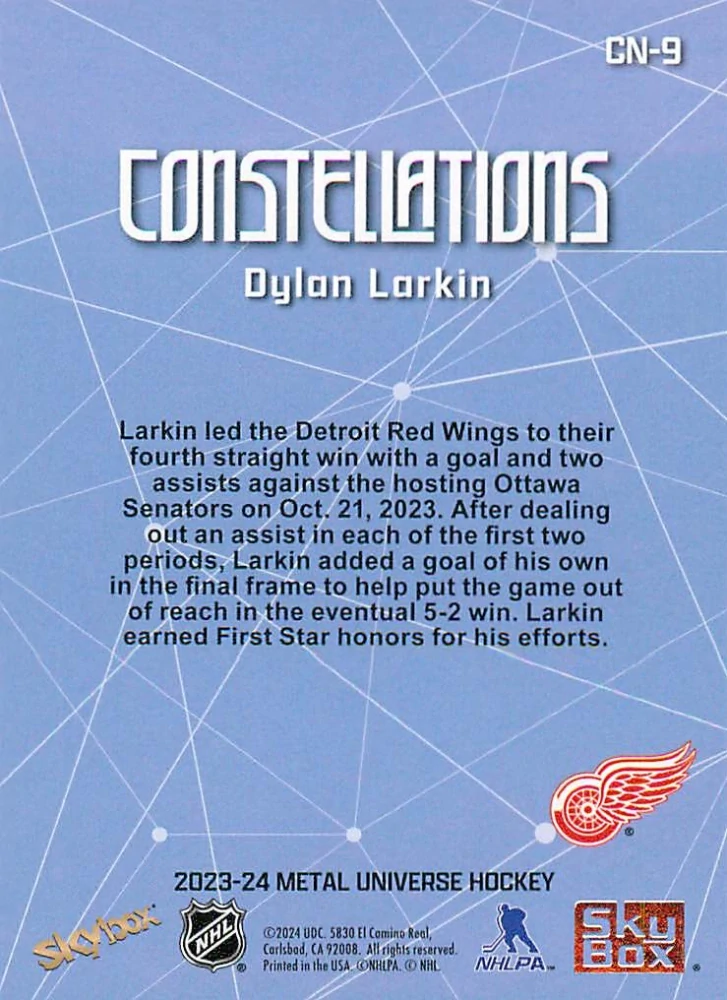 2023-24 UD Skybox Metal Universe - Dylan Larkin - Constellations #CN-9