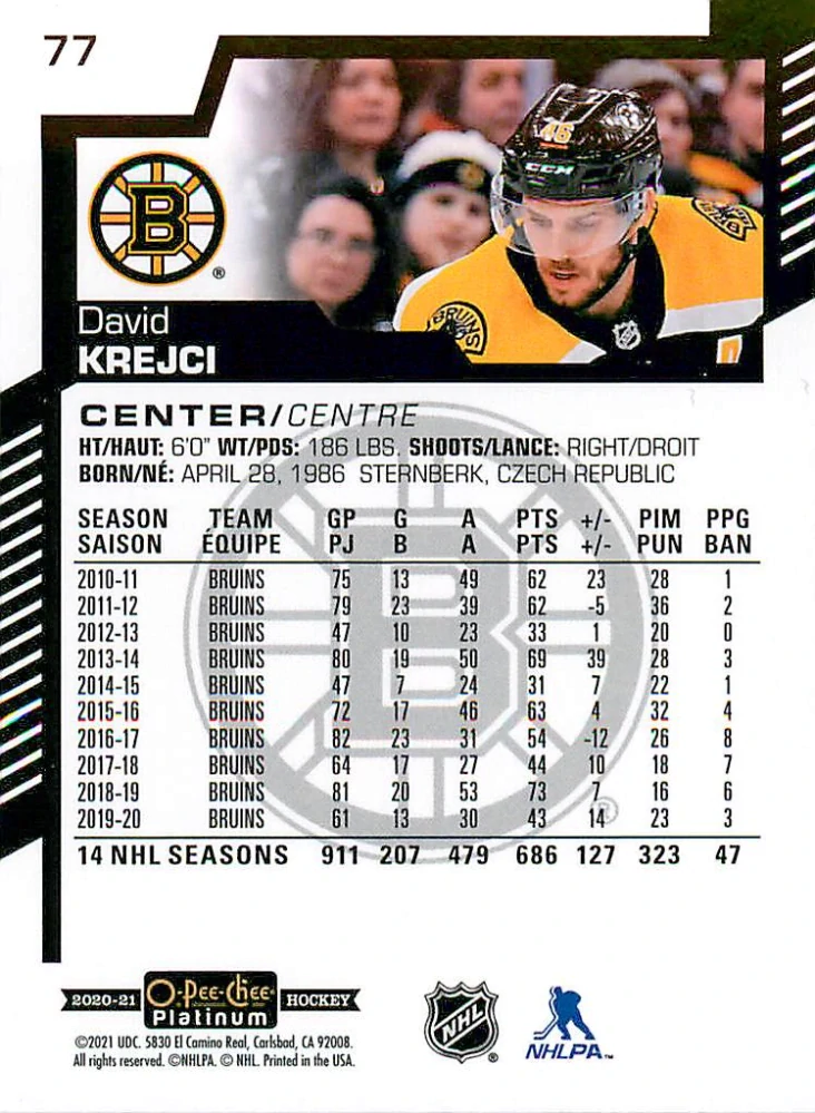 2020-21 UD O-Pee-Chee Platinum - David Krejčí #77