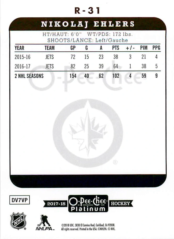 2017-18 UD O-Pee-Chee - Nikolaj Ehlers - Retro #R-31