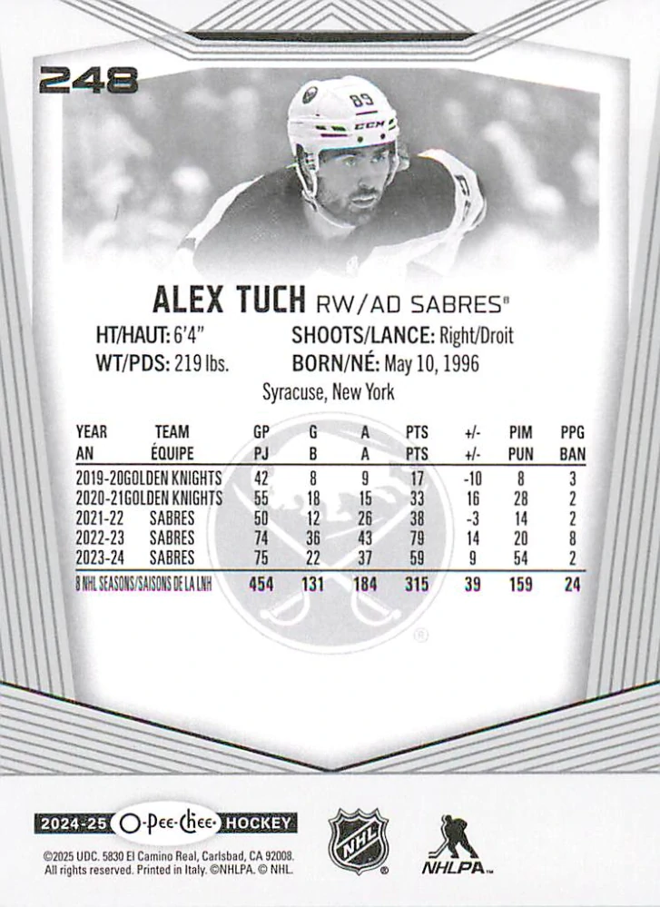2024-25 UD O-Pee-Chee - Alex Tuch #248