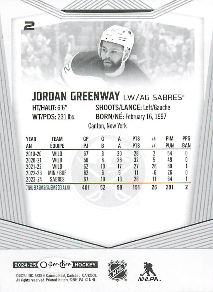 2024-25 UD O-Pee-Chee - Jordan Greenway #2