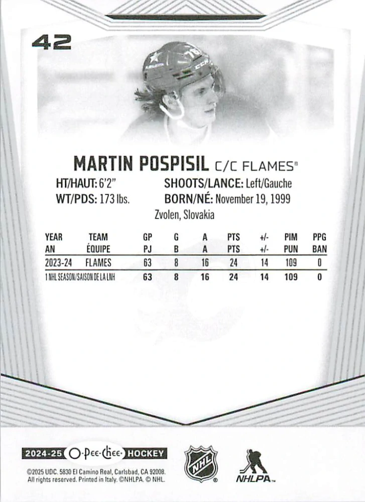 2024-25 UD O-Pee-Chee - Martin Pospíšil #42