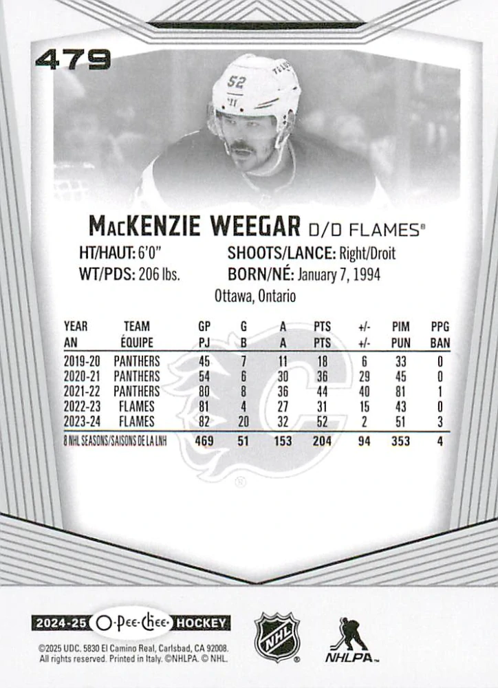 2024-25 UD O-Pee-Chee - MacKenzie Weegar #479