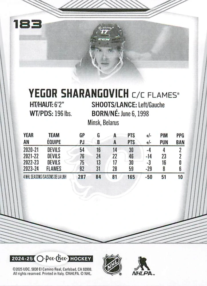 2024-25 UD O-Pee-Chee - Yegor Sharangovich #183