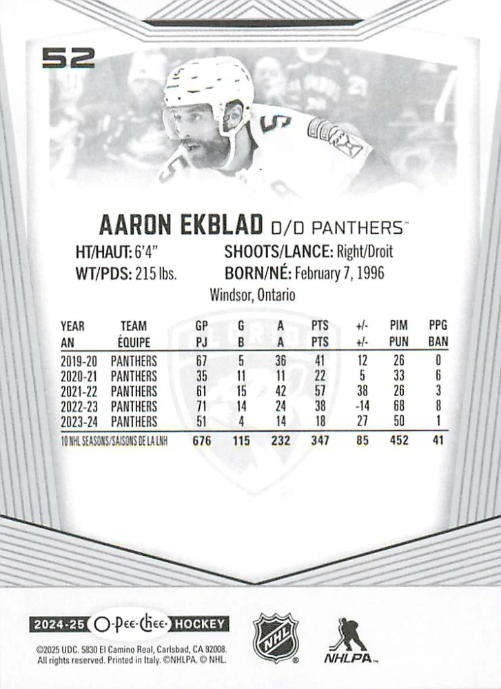 2024-25 UD O-Pee-Chee - Aaron Ekblad #52