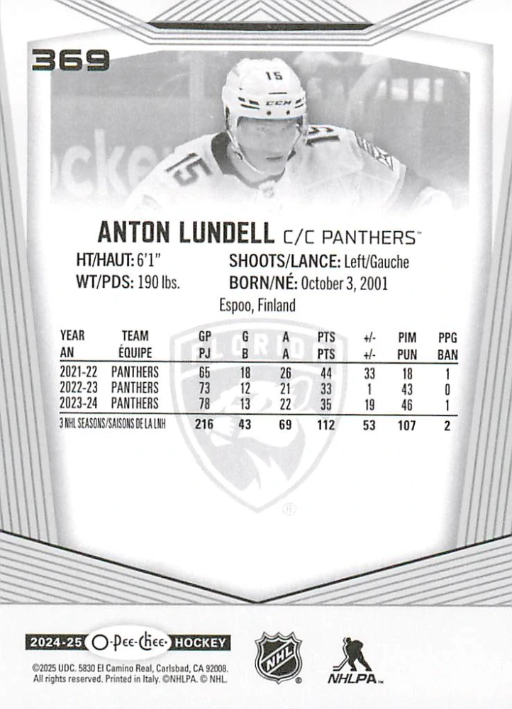 2024-25 UD O-Pee-Chee - Anton Lundell #369