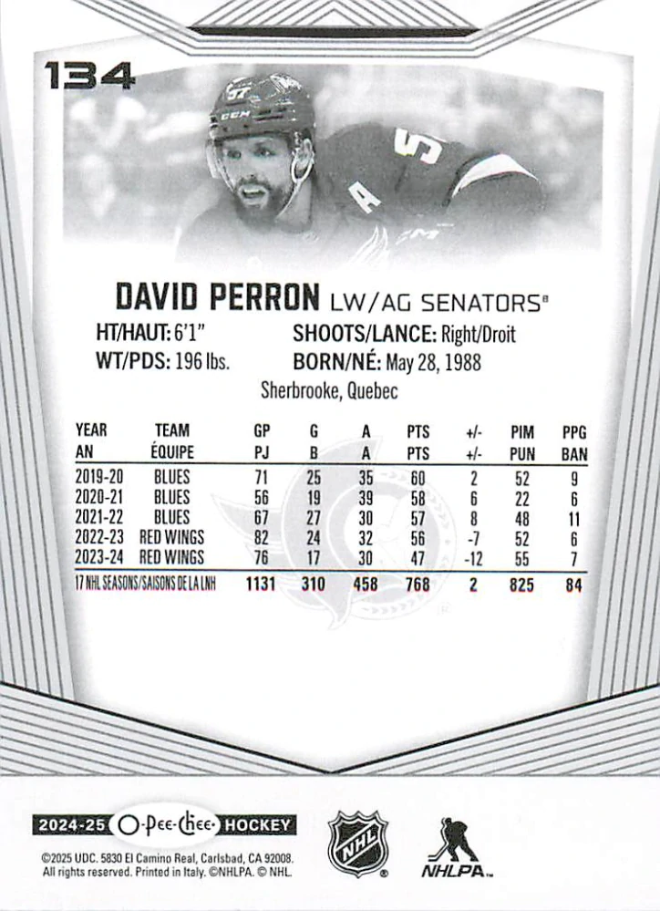 2024-25 UD O-Pee-Chee - David Perron #134