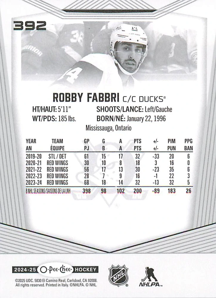2024-25 UD O-Pee-Chee - Robby Fabbri #392