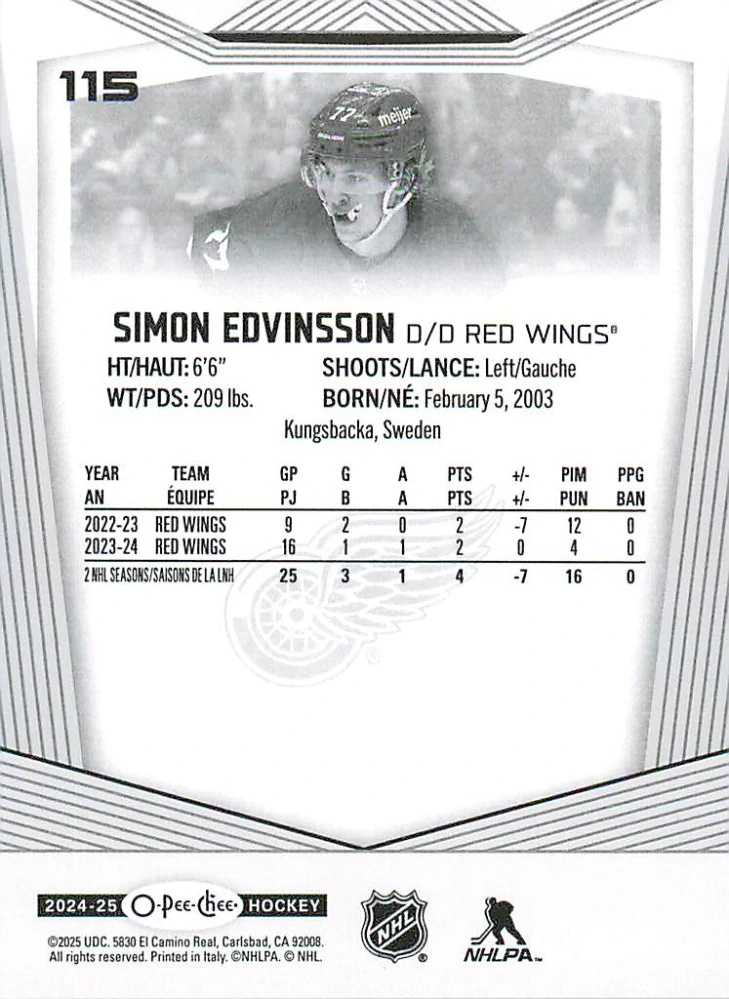 2024-25 UD O-Pee-Chee - Simon Edvinsson #115