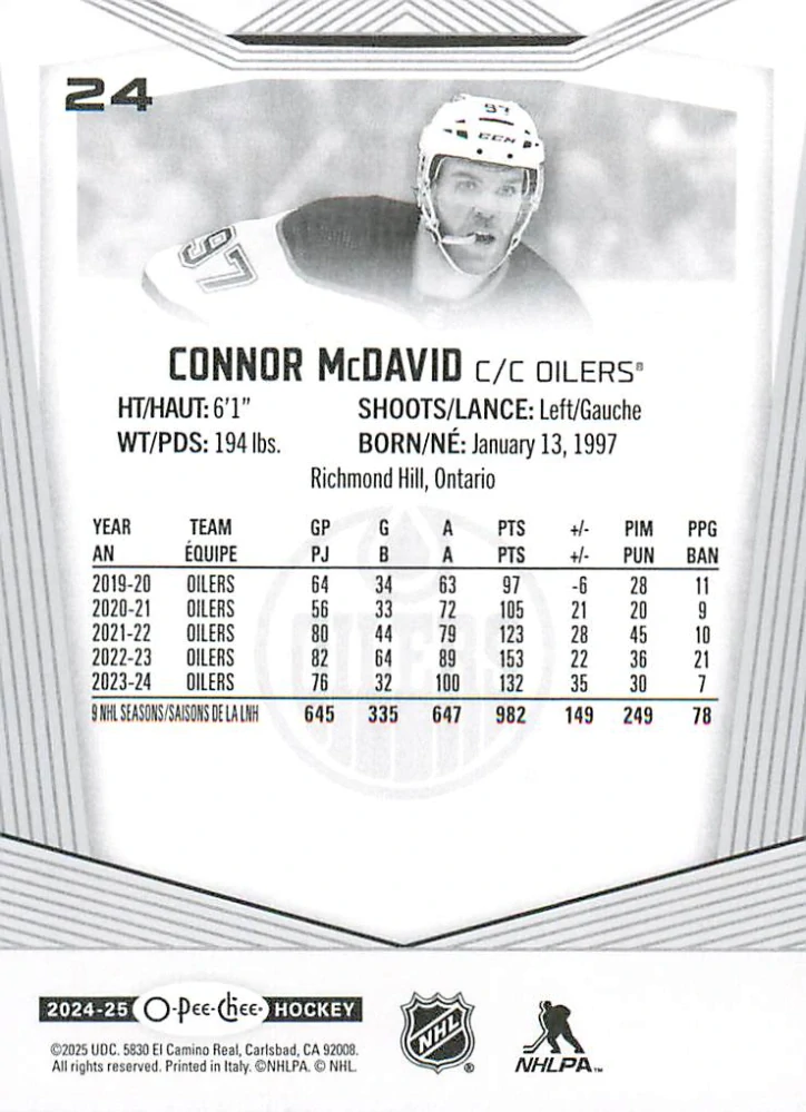 2024-25 UD O-Pee-Chee - Connor McDavid #24