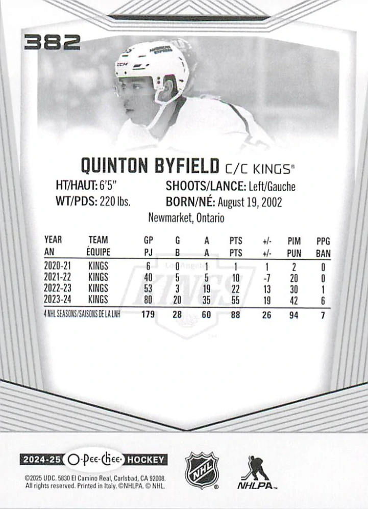 2024-25 UD O-Pee-Chee - Quinton Byfield #382