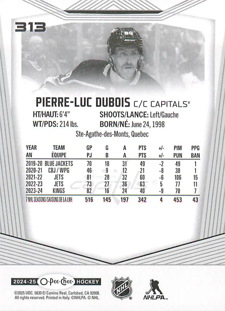 2024-25 UD O-Pee-Chee - Pierre-Luc Dubois #313