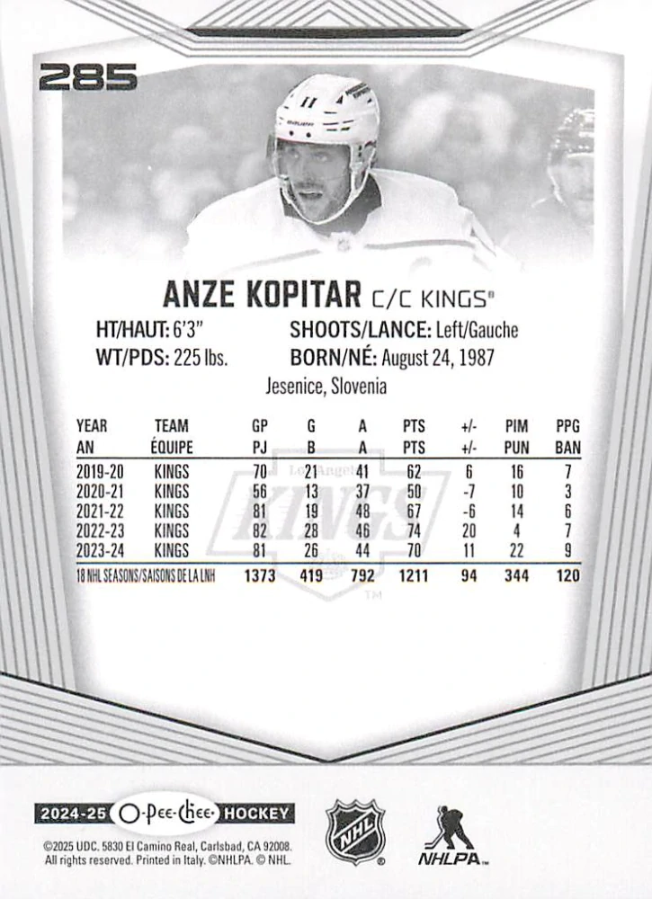 2024-25 UD O-Pee-Chee - Anze Kopitar #285