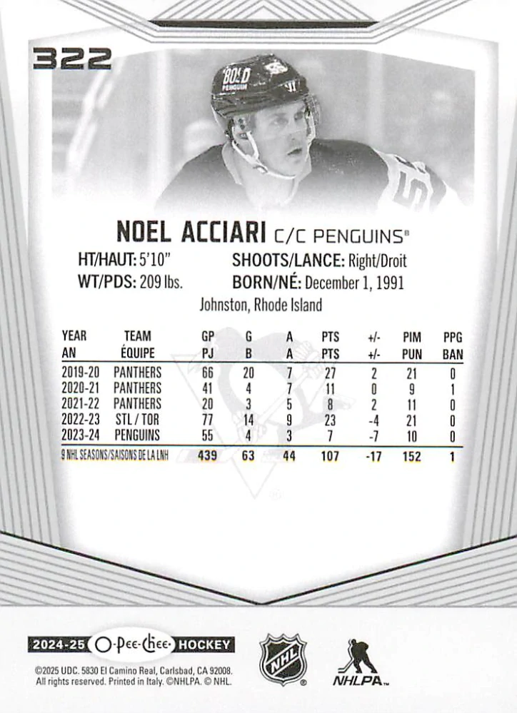 2024-25 UD O-Pee-Chee - Noel Acciari #322