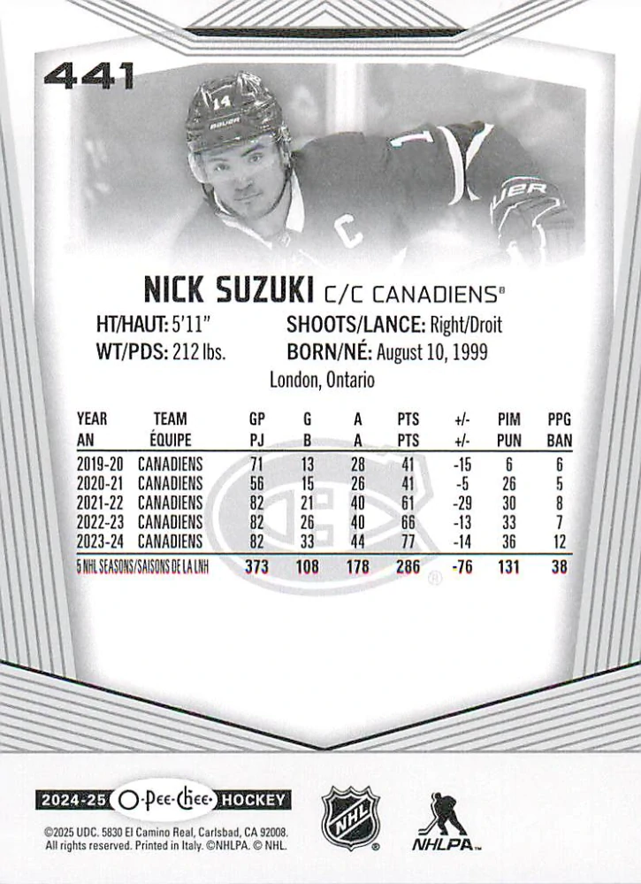 2024-25 UD O-Pee-Chee - Nick Suzuki #441