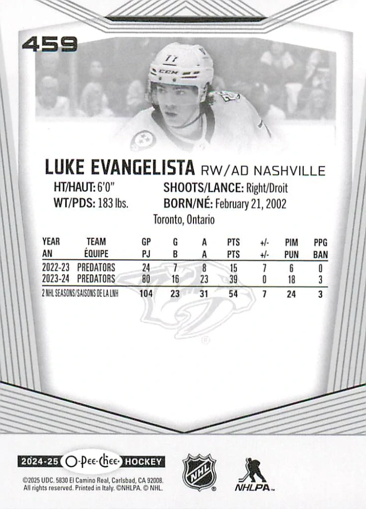 2024-25 UD O-Pee-Chee - Luke Evangelista #459