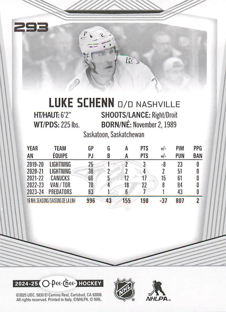 2024-25 UD O-Pee-Chee - Luke Schenn #293