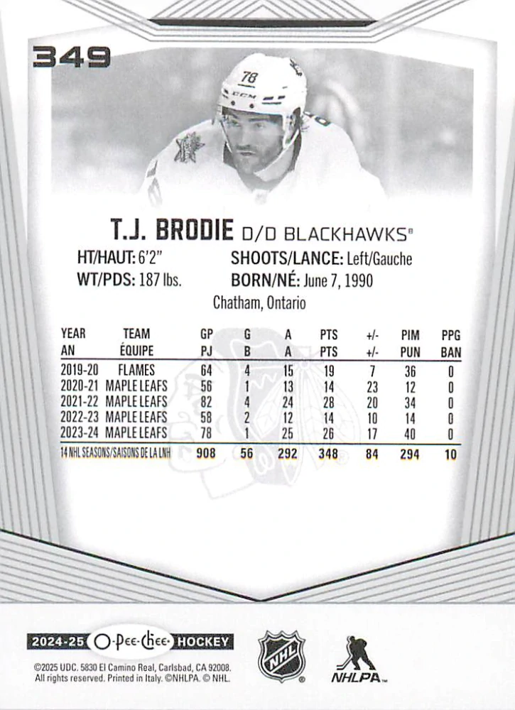 2024-25 UD O-Pee-Chee - T.J. Brodie #349