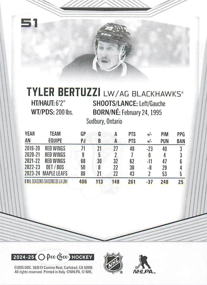 2024-25 UD O-Pee-Chee - Tyler Bertuzzi #51