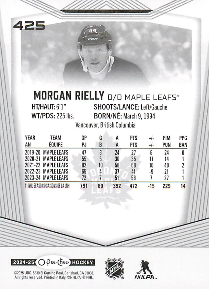 2024-25 UD O-Pee-Chee - Morgan Rielly #425