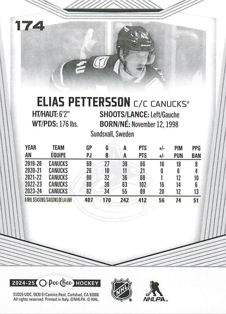 2024-25 UD O-Pee-Chee - Elias Pettersson #174