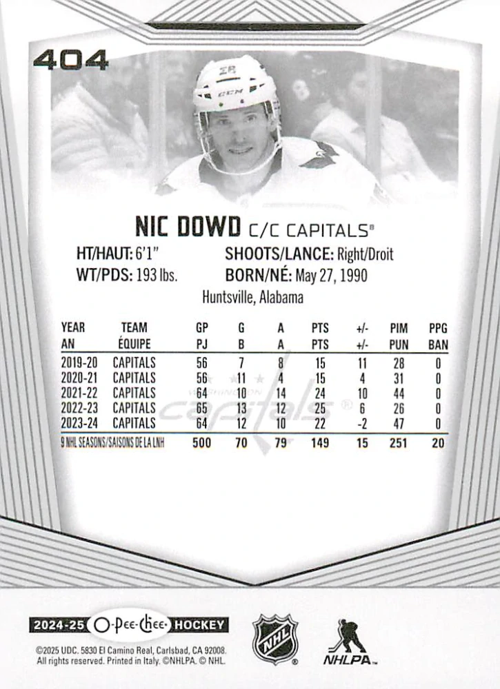 2024-25 UD O-Pee-Chee - Nic Dowd #404