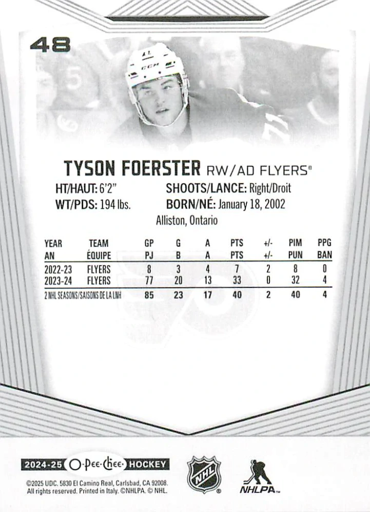 2024-25 UD O-Pee-Chee - Tyson Foerster #48