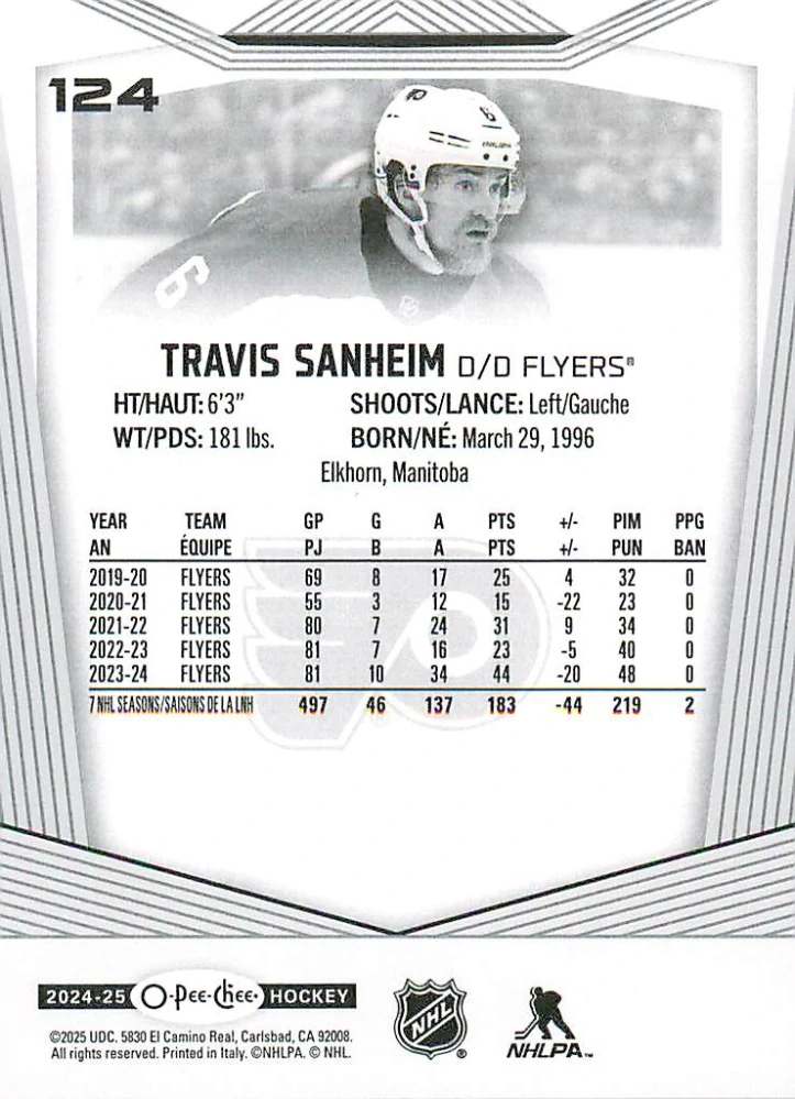 2024-25 UD O-Pee-Chee - Travis Sanheim #124