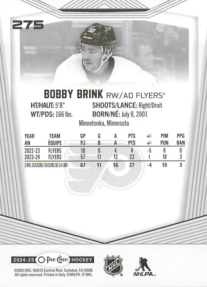 2024-25 UD O-Pee-Chee - Bobby Brink #275