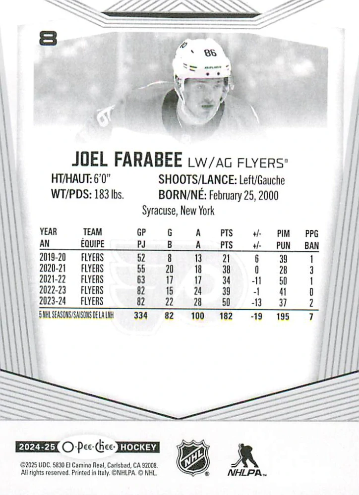 2024-25 UD O-Pee-Chee - Joel Farabee #8