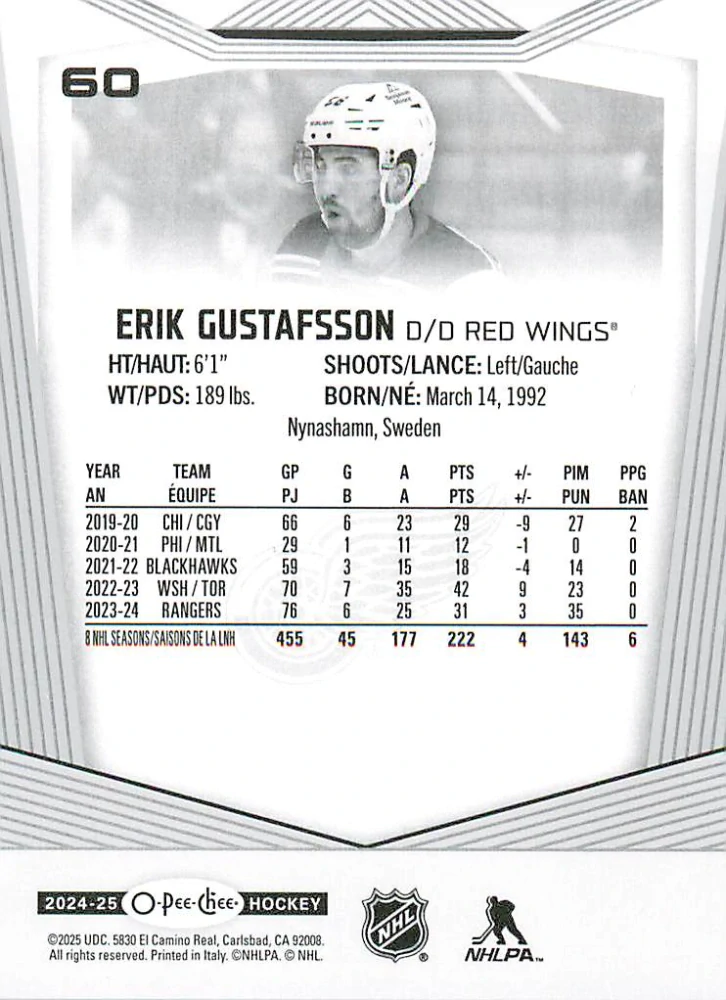2024-25 UD O-Pee-Chee - Erik Gustafsson #60