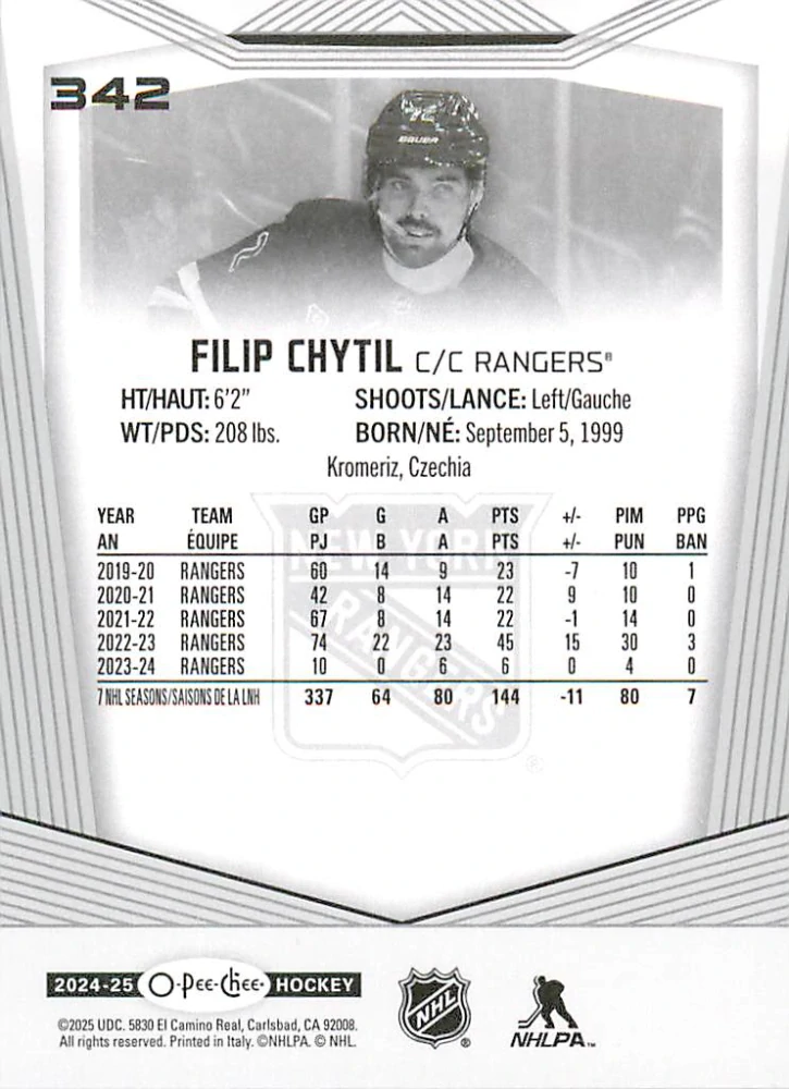 2024-25 UD O-Pee-Chee - Filip Chytil #342