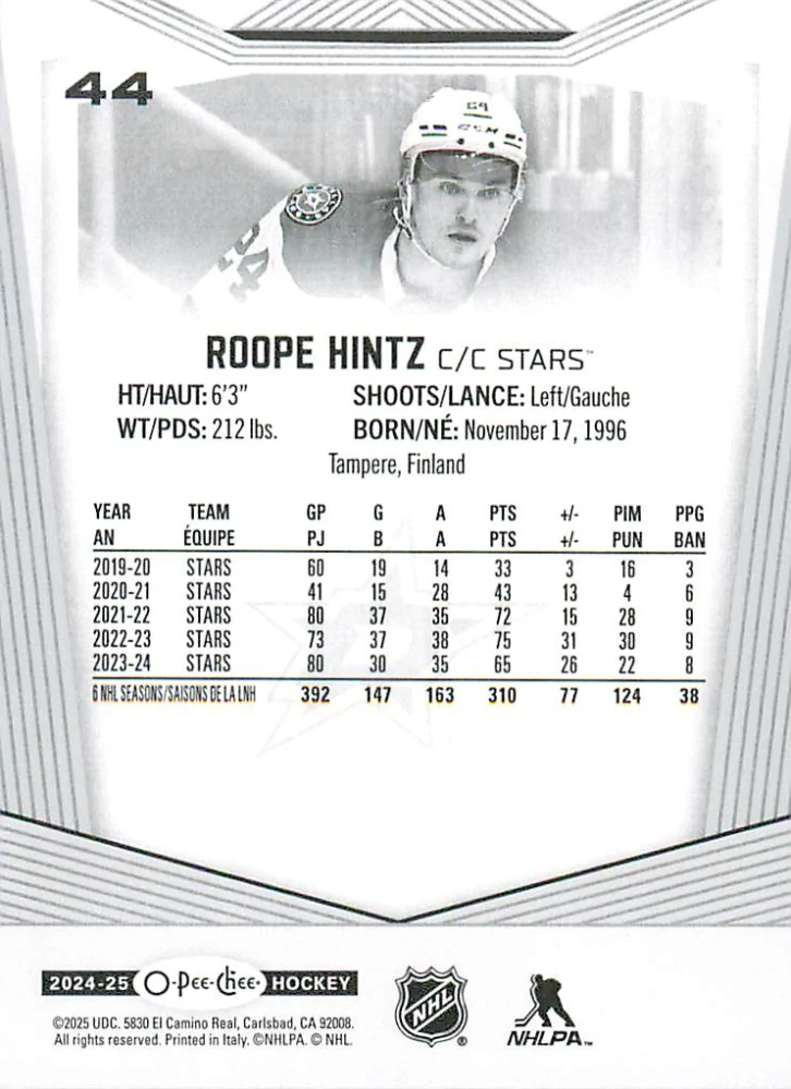 2024-25 UD O-Pee-Chee - Roope Hintz #44
