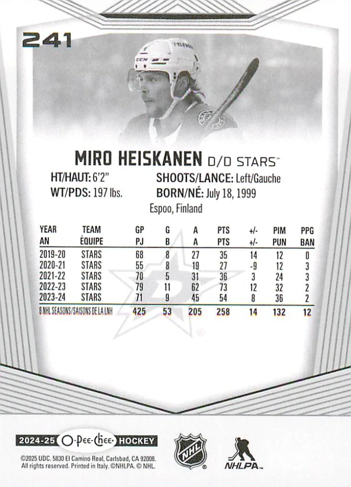2024-25 UD O-Pee-Chee - Miro Heiskanen #241